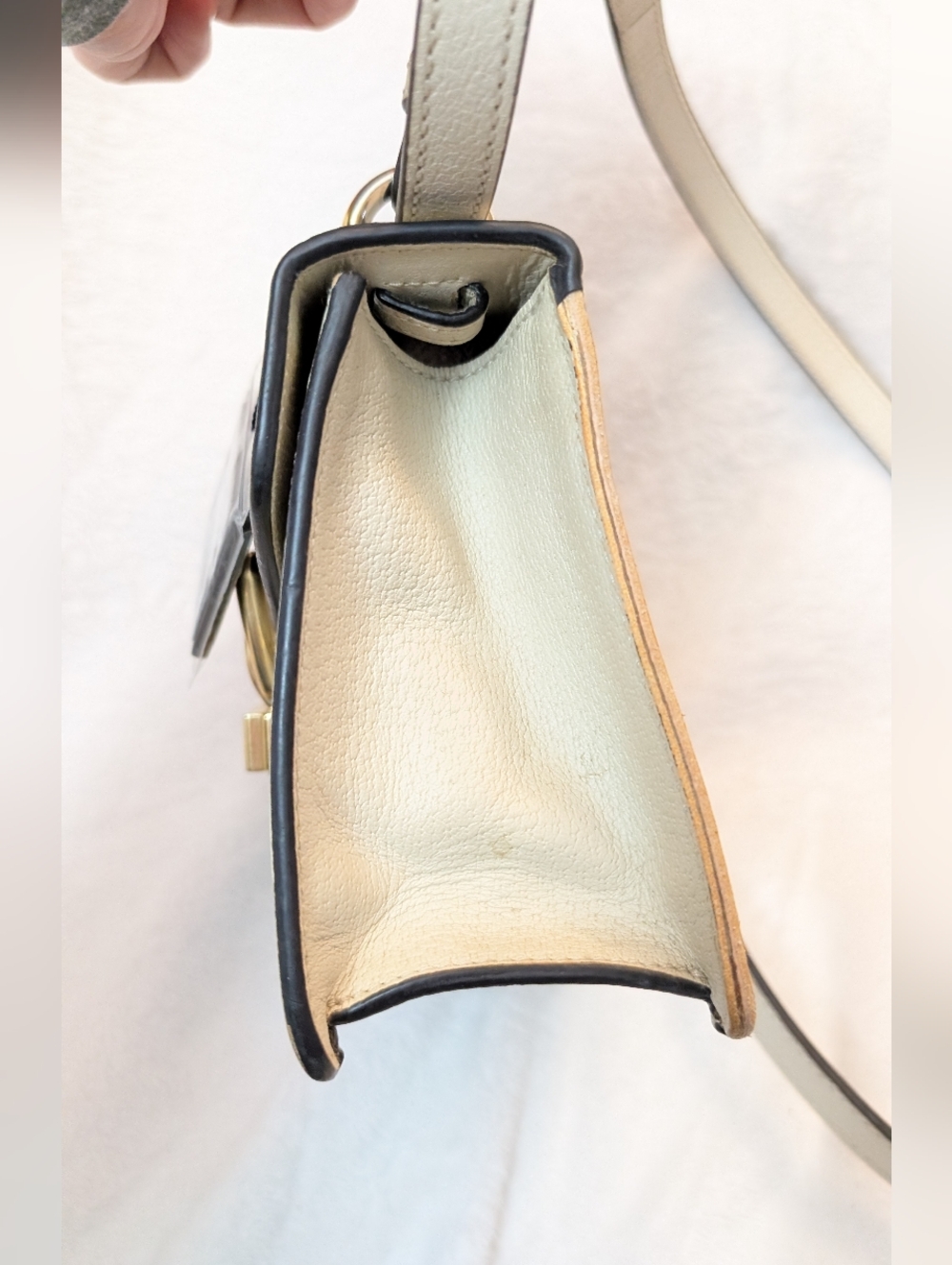 GUCCI Sylvie Sherry Line Bee Star 2Way Leather Handbag Shoulder Bag off White  - Picture 6 of 15